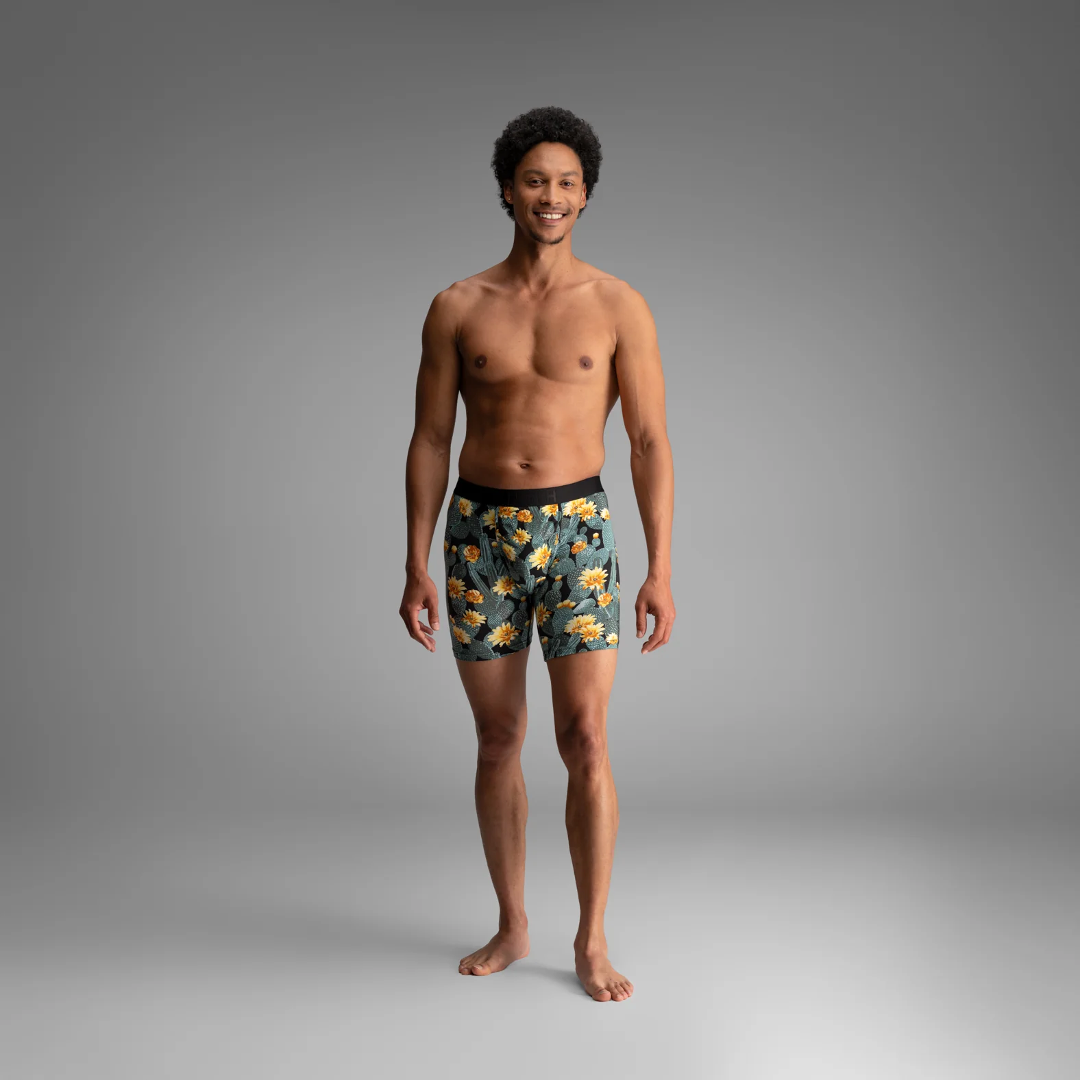 Classic Icon Boxer Brief:  Cactus Blossom - Black - Image 2