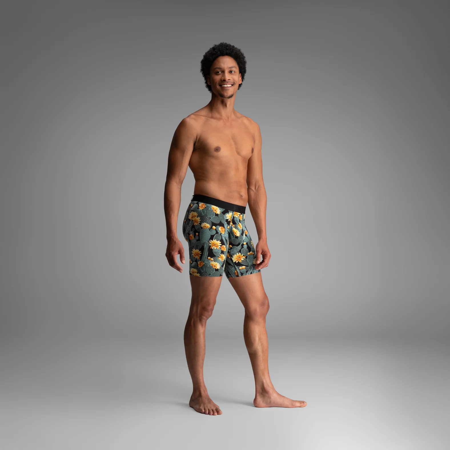 Classic Icon Boxer Brief:  Cactus Blossom - Black - Image 4