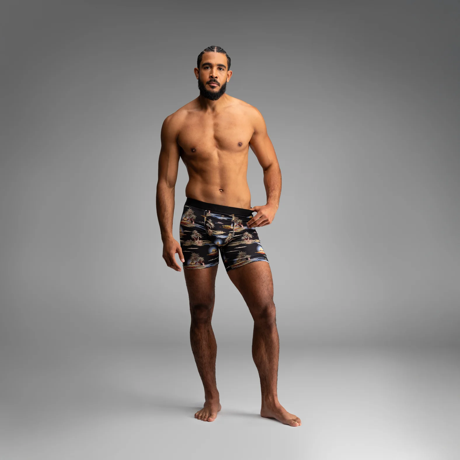 Classic Icon Boxer Brief: Tropical Landscape - Black - Image 2