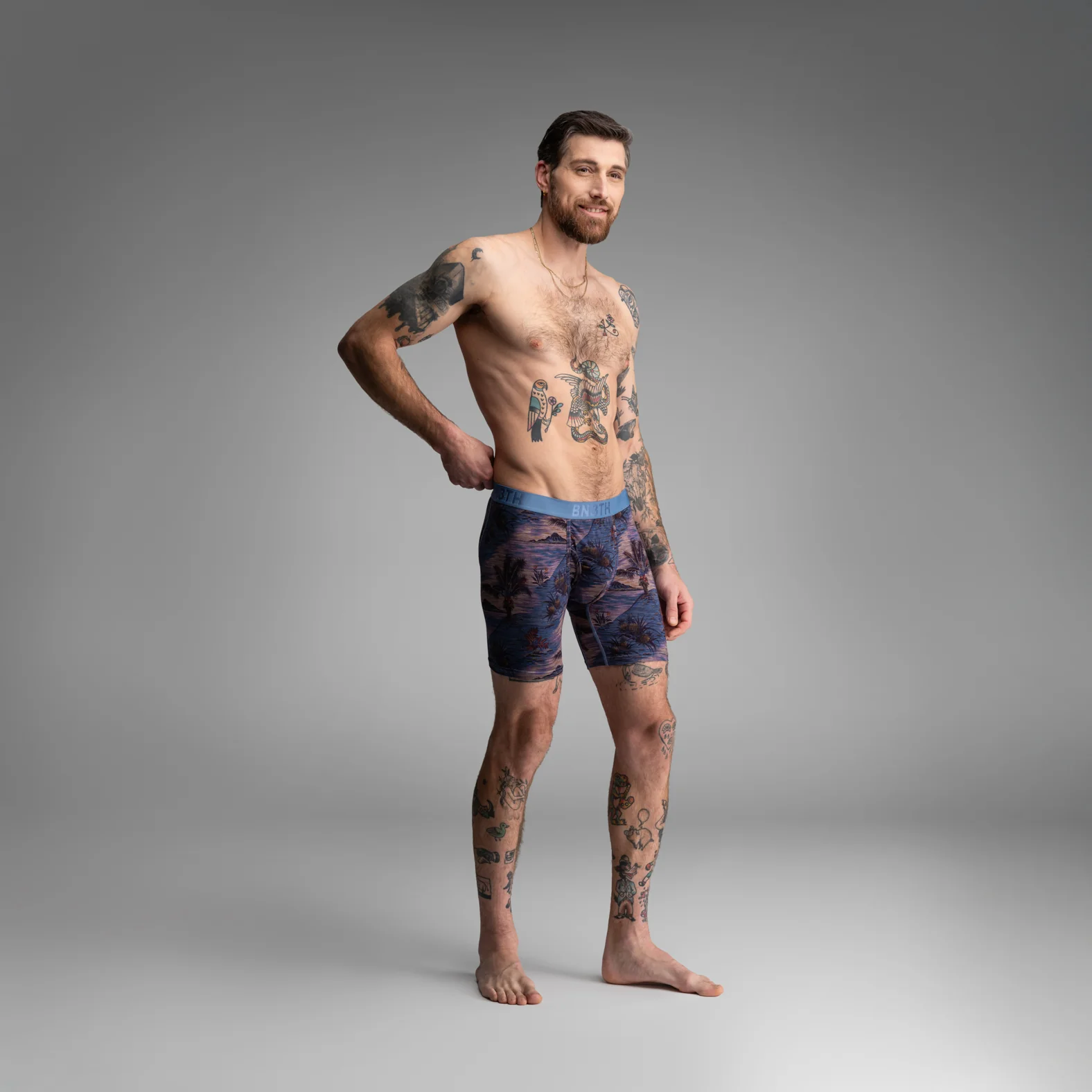 Classic Icon Boxer Brief With Fly : Vintage Tropics - Heather Fog - Image 5