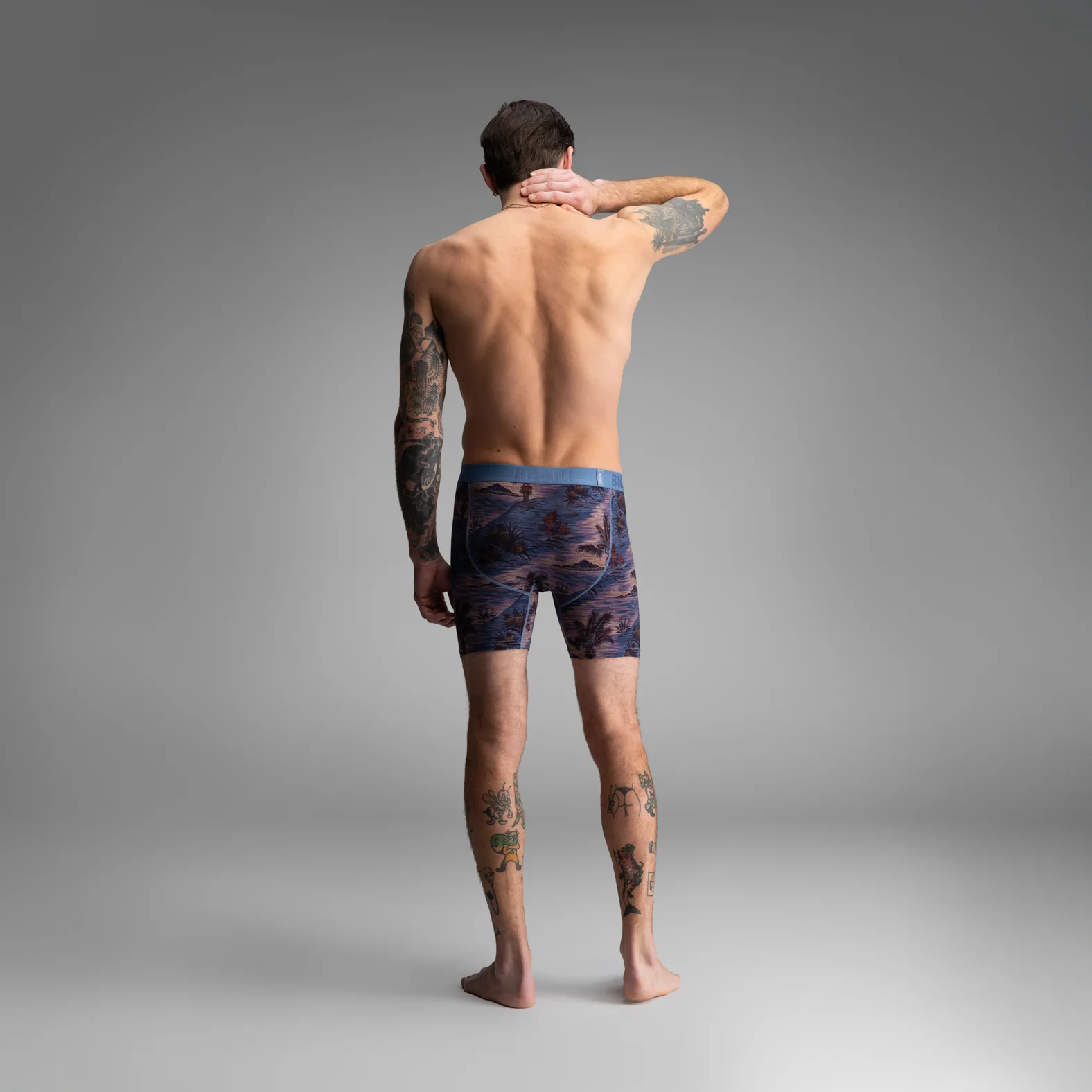 Classic Icon Boxer Brief With Fly : Vintage Tropics - Heather Fog - Image 6