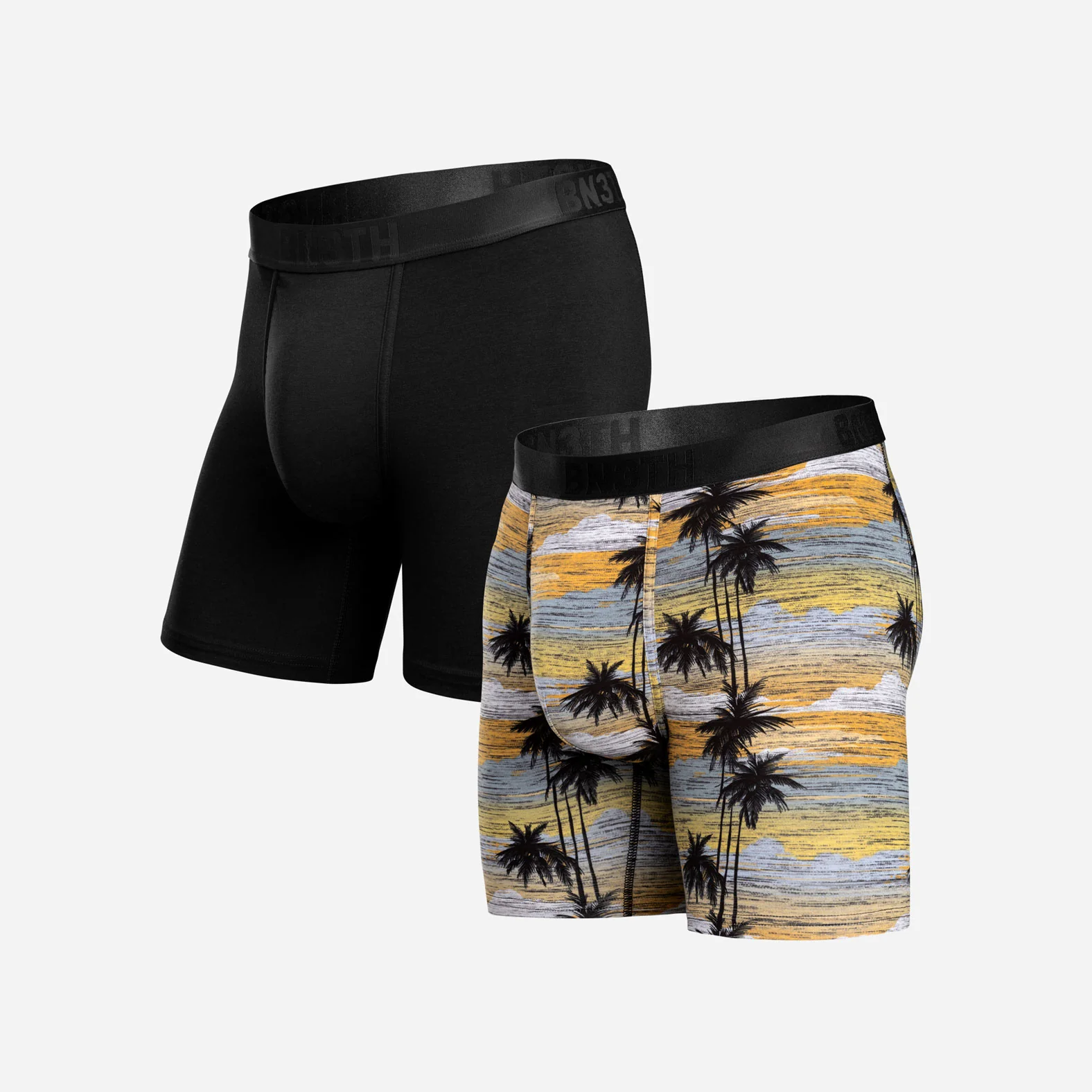 Essentials Boxer Brief: Black/Palm Tree Horizon 2 Pack