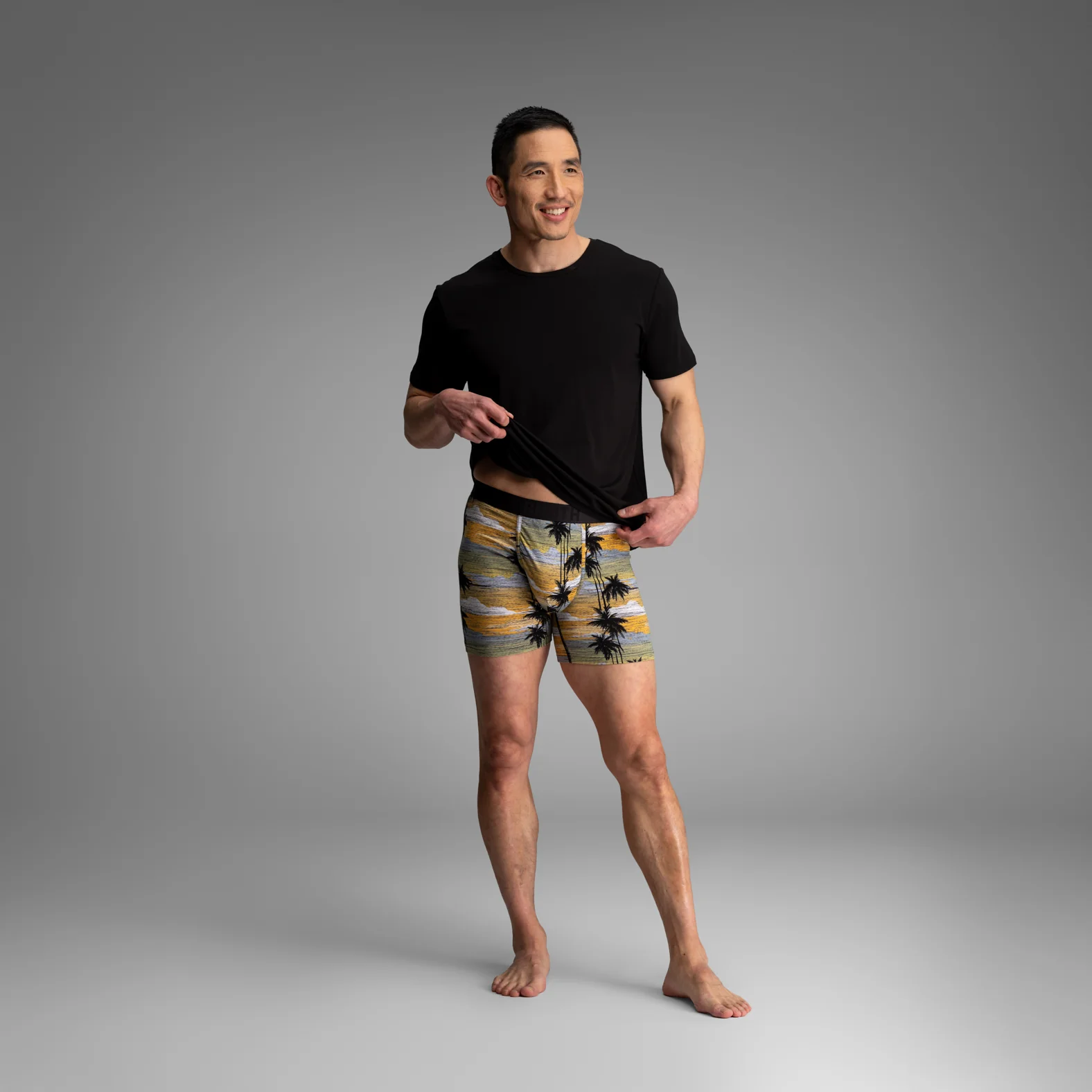 Essentials Boxer Brief: Black/Palm Tree Horizon 2 Pack - Image 2