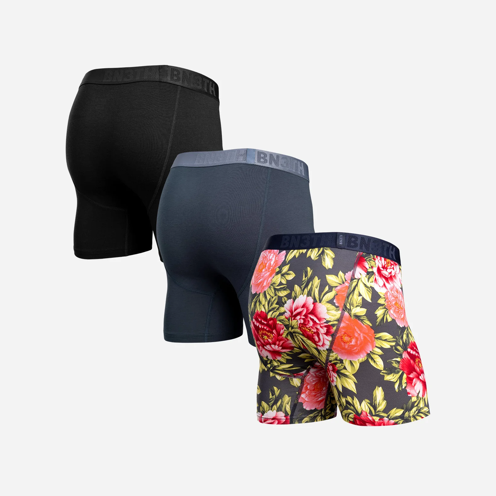 Essentials Boxer Brief : Nocturnal Bloom-Midnight/Midnight Navy/Black - 3 Pack - Image 3
