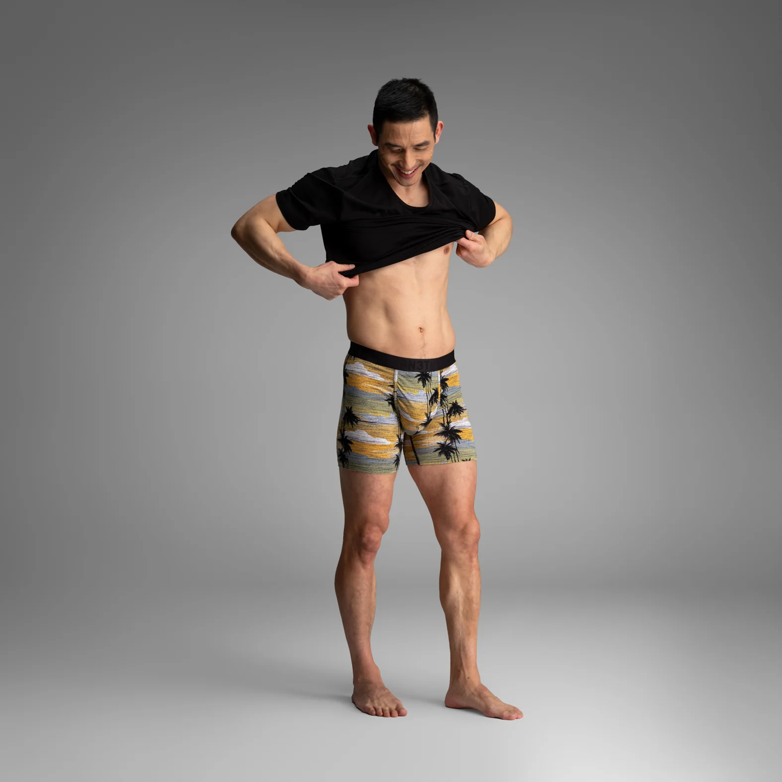 Essentials Boxer Brief: Palm Tree Horizon - Slate - Image 5