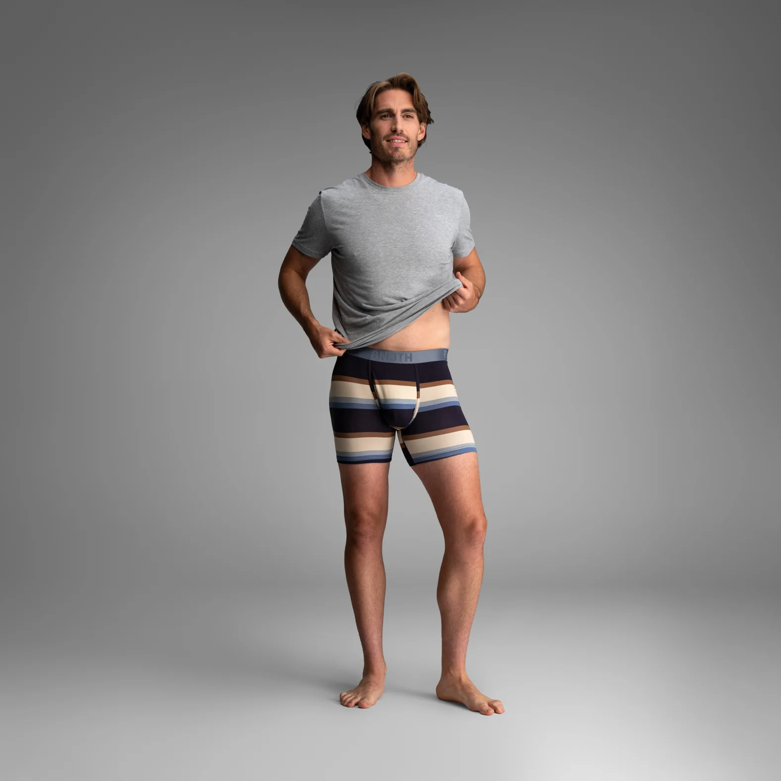 Essentials Boxer Brief: Retro Wide Stripe - Dark Navy - Image 2