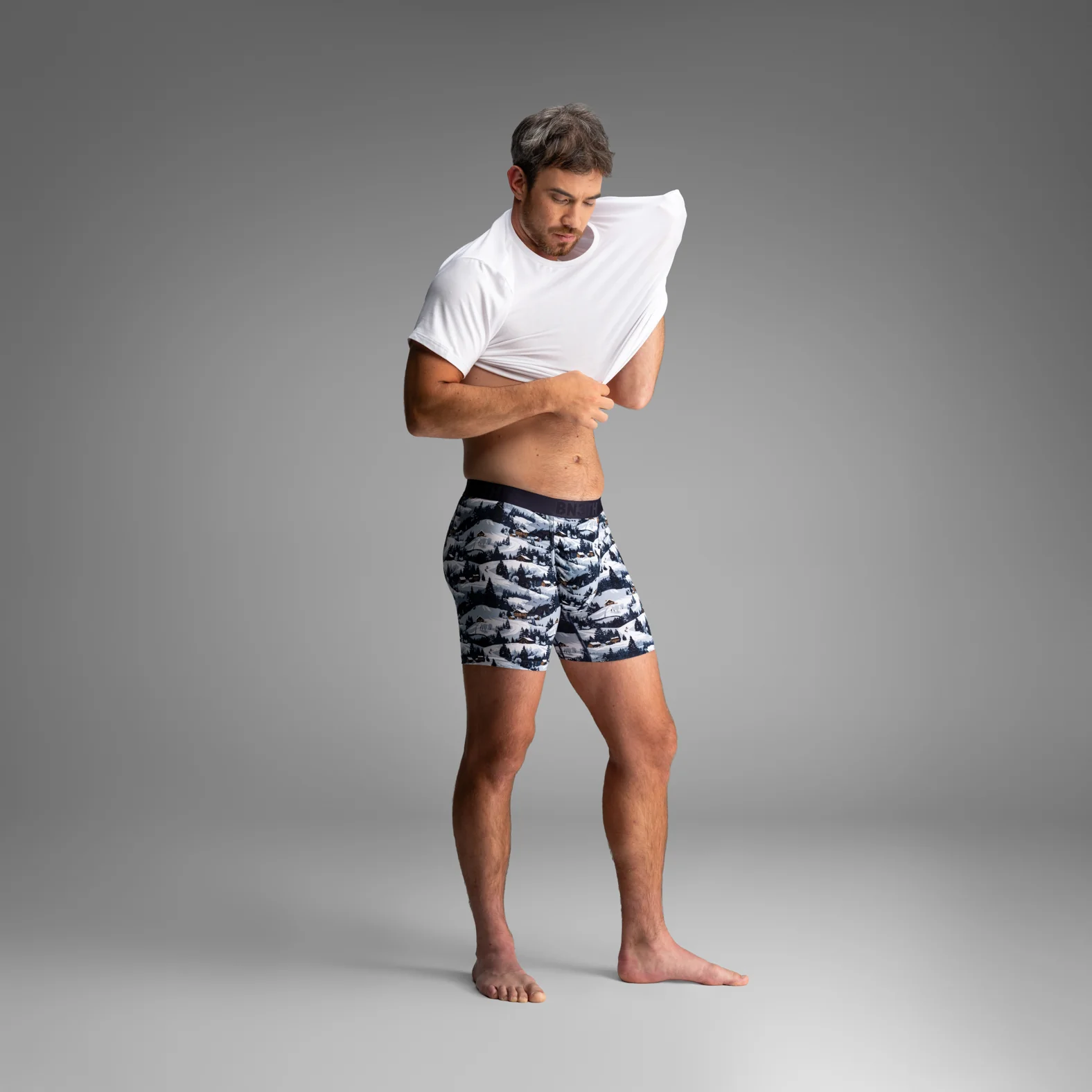 Essentials Boxer Brief: Winter Town - Blue - Image 4