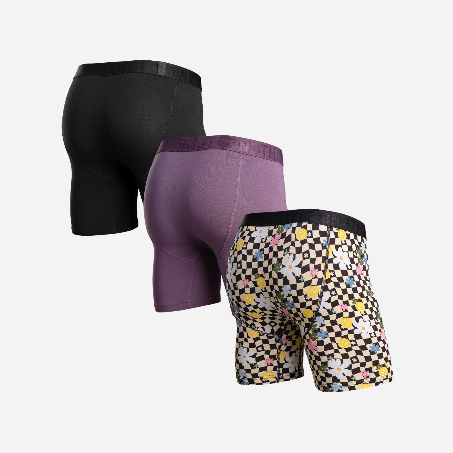 Classic Icon Boxer Brief Bundle: Black/Vintage Violet/Psychodelic Floral Sand 3-Pack - Image 7